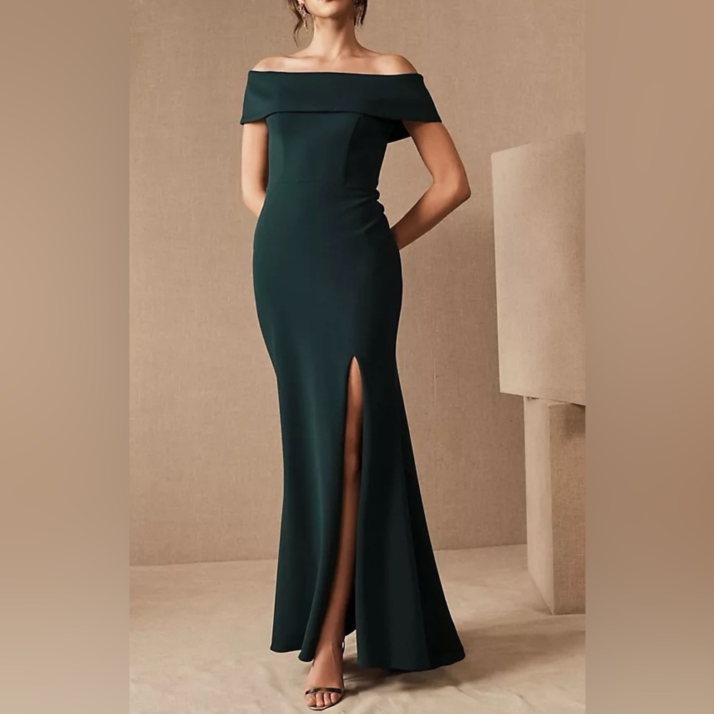 BHLDN Delice Off the Shoulder Dress Long Gown 6 Green